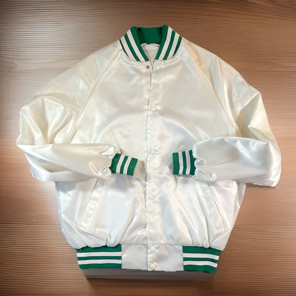 Vintage West Ark Satin Bomber Jacket USA Varsity Y2K Streetwear NWOT L